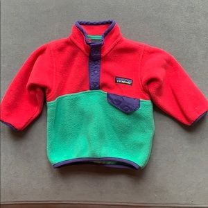 Patagonia fleece sweater in PINK/teal/purple 3-6m